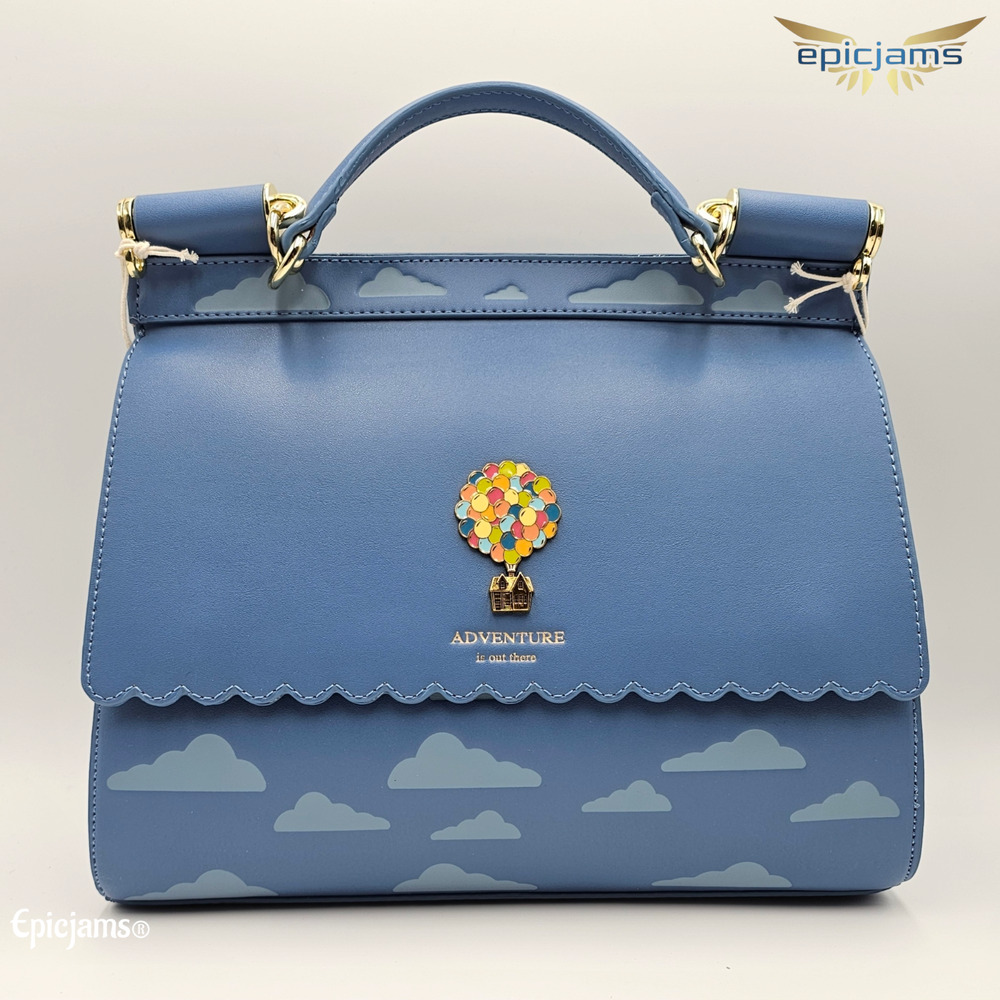 Loungefly Disney Pixar Up Carl & Ellie Clouds Blue Crossbody Bag Purse New
